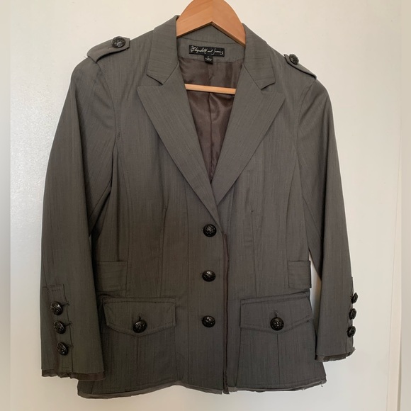Beautiful greyish green military style blazer - Picture 1 of 5